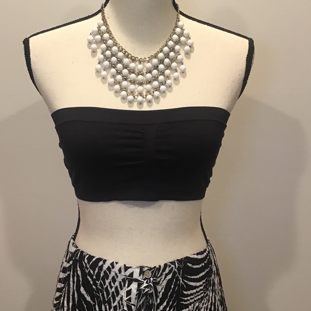 Black Strapless Bandeau Top - Women